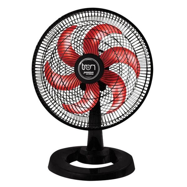 Ventilador Médio Maggie Preto Oscilante 127v Pás Vermelha