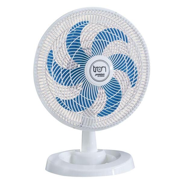 Ventilador Mesa Lorena Branco Oscilante 220v Pás Azul