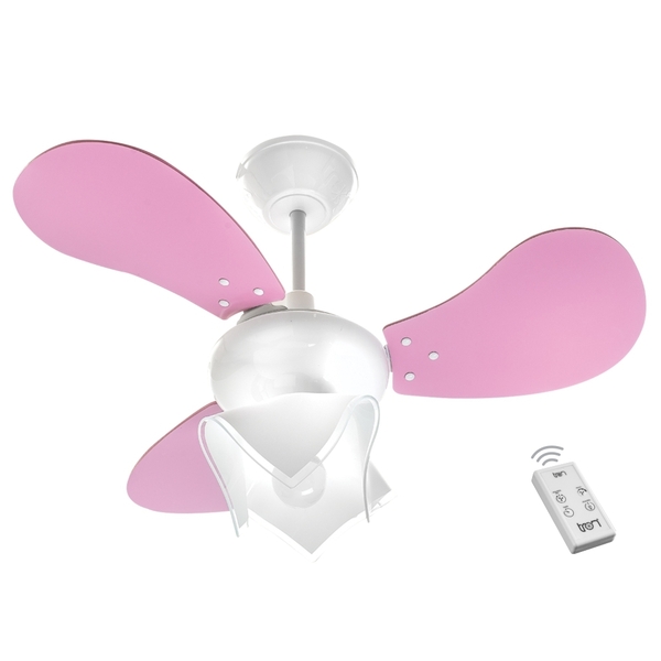 Ventilador Roma 3 Pás 110v Rosa E Controle Remoto