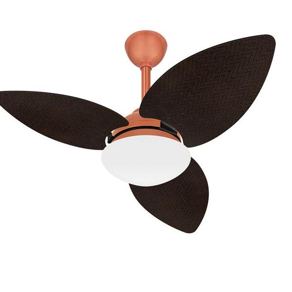 Ventilador Teto Cobre Potente 3 Pás Palha Winds Ventax 220v