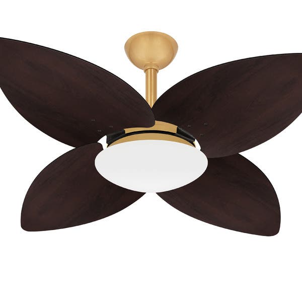 Ventilador Teto Dourado 4 Pás Madeira Sala Winds Ventax 110v