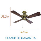 Ventilador Teto Hunter Fan Bay Port 4 Pás 127v Metal Antigo S