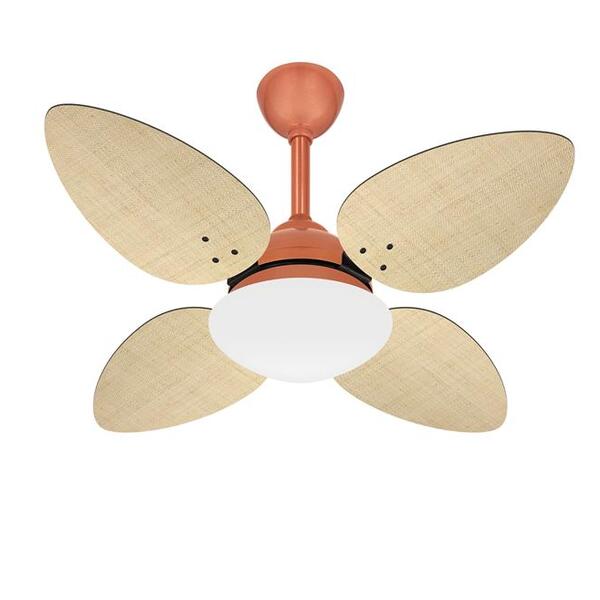 Ventilador Teto Pétalo Cobre 4 Pás Palha Potente Ventax 220v