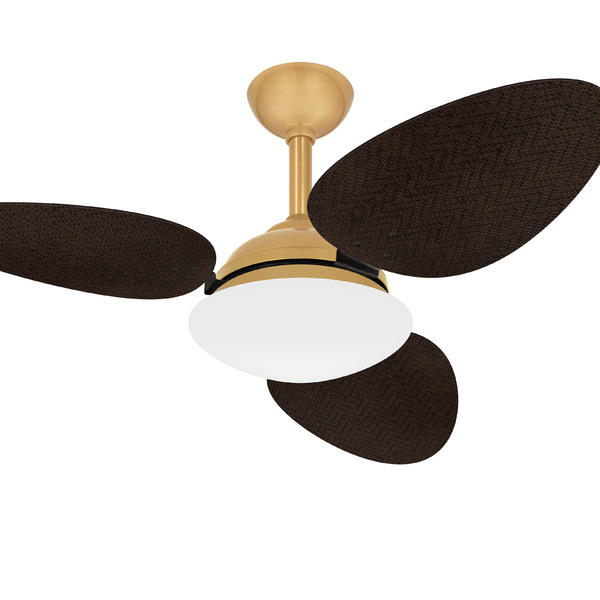 Ventilador Teto Quarto Trevo Dourado 3 Pás Palha Ventax 220v