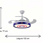 Ventilador Teto Retratil Infantil Led Bluetooth 1368
