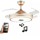 Ventilador Teto Retrátil Led Controle Remoto E Som Bluetooth