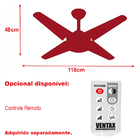 Ventilador Teto Turbo Quarto 4 Pás Breeze Marrom Ventax 110v