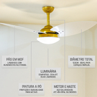 Ventilador Teto Winds Silencioso 3 Pás Dourado Ventax 110v