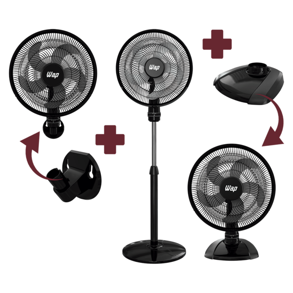 Ventilador Wap Rajada Turbo W130 3 Em 1 50cm Preto Fw046356 –