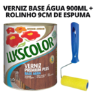 Verniz Base Água 900ml Madeira Lukscolor + Rolinho Espuma 9cm