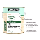 Verniz para Madeira Base Água Pronto para Uso Brilhante Pronto para Uso Incolor 3,6L Luxens