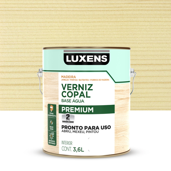 Verniz para Madeira Base Água Pronto para Uso Brilhante Pronto para Uso Incolor 3,6L Luxens