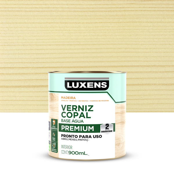 Verniz para Madeira Base Água Pronto para Uso Brilhante Pronto para Uso Incolor 900ml Luxens