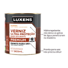 Verniz para Madeira Base Solvente Pronto para Uso Brilhante Ultra Proteção Imbuia 900ml Luxens