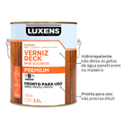 Verniz Deck para Madeira Base Solvente Pronto para Uso Semibrilho Pronto para Uso Natural 3,6L Luxens
