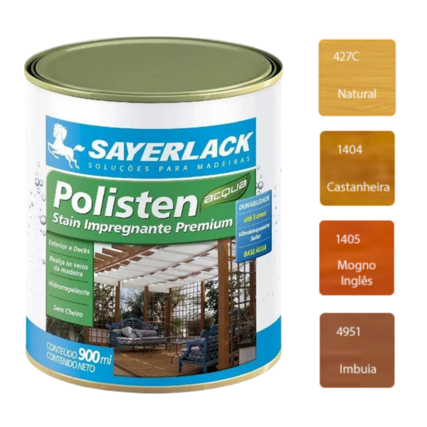 Verniz Polisten Base Água Acqua Eco Sayerlack 900ml Cores Nat