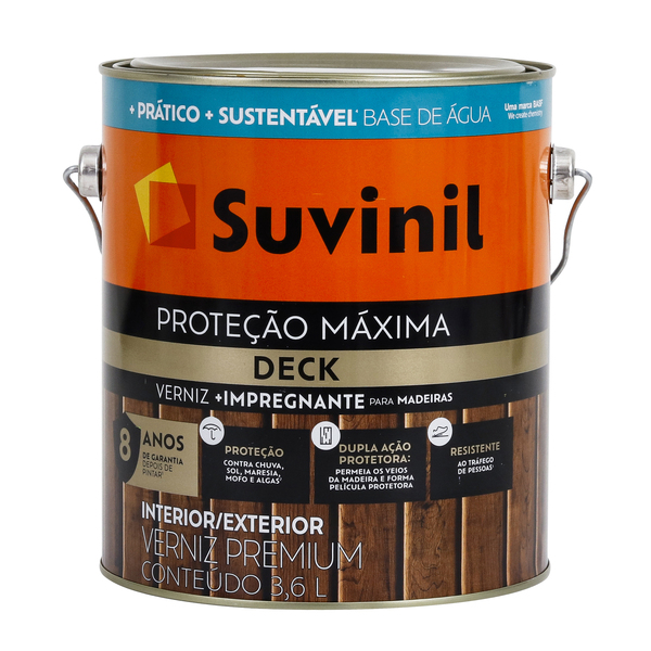 Verniz Solvente Deck Proteção Maxima  Acetinado Canela 3,6L Suvinil
