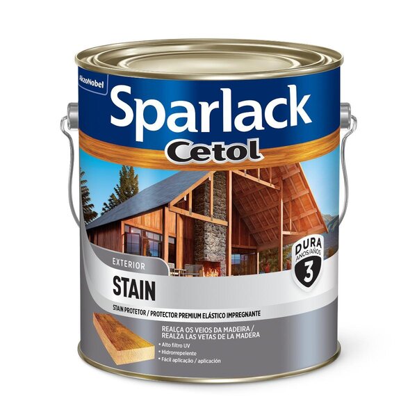 Verniz Stain Plus Sparlack Base Solvente Natural Acetinado Ga