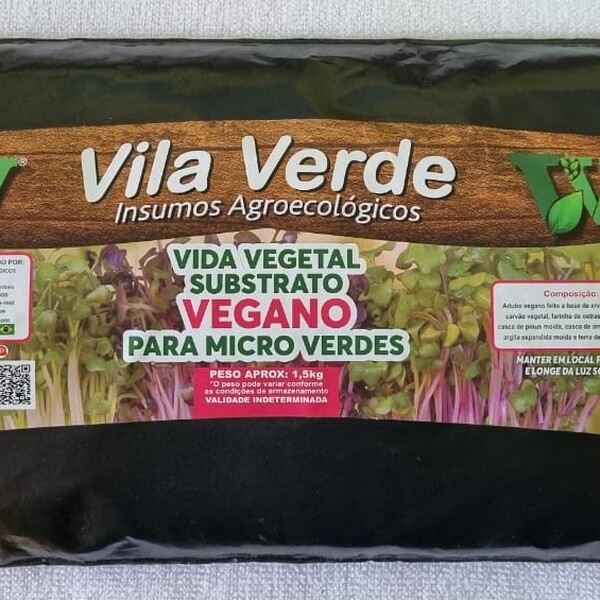 Vida Vegetal Substrato Orgânico Vegano Para Micro Verdes 1,5