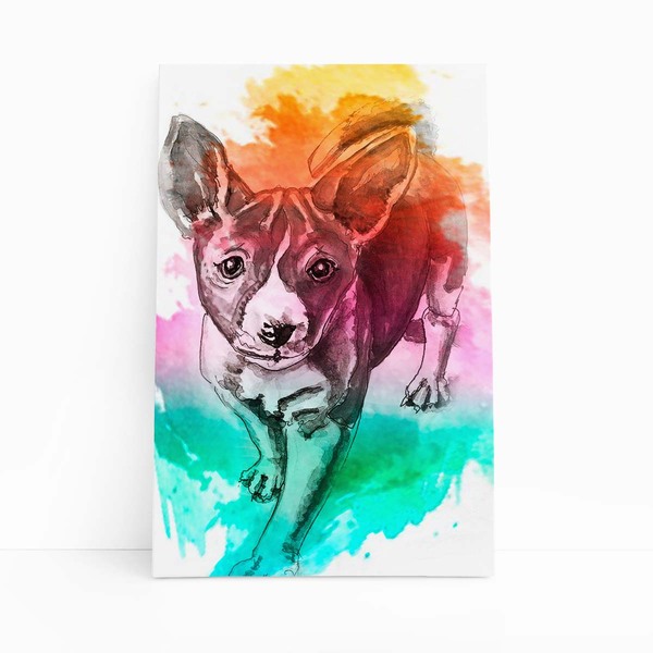 Vira Lata Cachorro Arte Aquarela Quadro Canvas 140x90cm