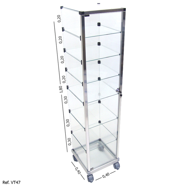 Vitrine Torre Modulado Em Vidro - 0,40 X 1,80 X 0,40