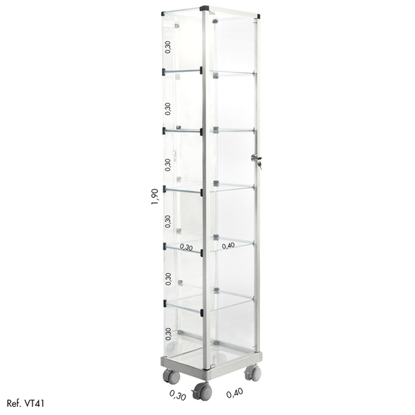 Vitrine Torre Vidro Modulado - 0,40 X 1,90 X 0,30