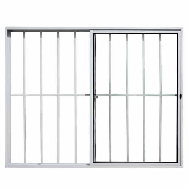 Vitrô 2 Folhas De Correr Aluminio Branco Com Grade 1,00x1,00