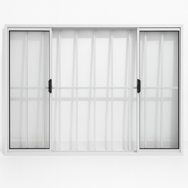 Vitrô 4 Folhas De Correr Aluminio Branco Com Grade 1,00x1,20