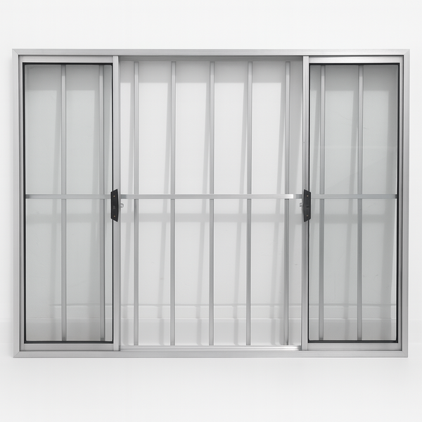 Vitrô 4 Folhas De Correr Aluminio Brilhante Com Grade 1,00x1,