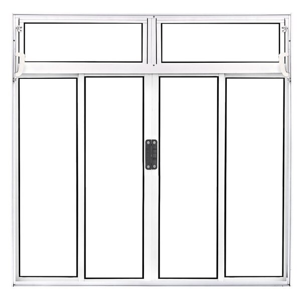 Vitrô 4 Folhas De Correr C/ Bandeira - Alumínio Branco 1,00 X