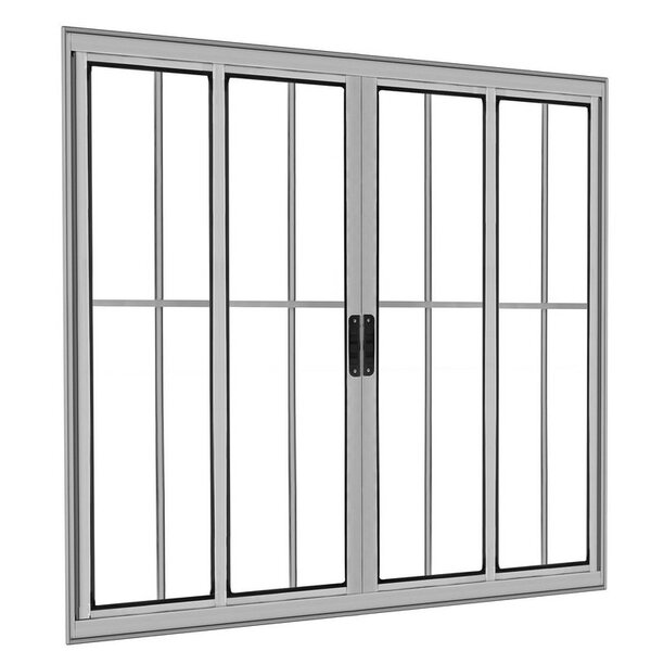 Vitrô 4 Folhas De Correr C/ Grade Total - Alumínio Brilhante