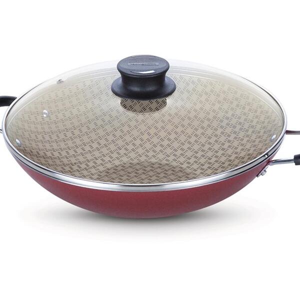 Wok 32cm 4 5l Paris Vermelho Aluminio Com Revestimento Antiad