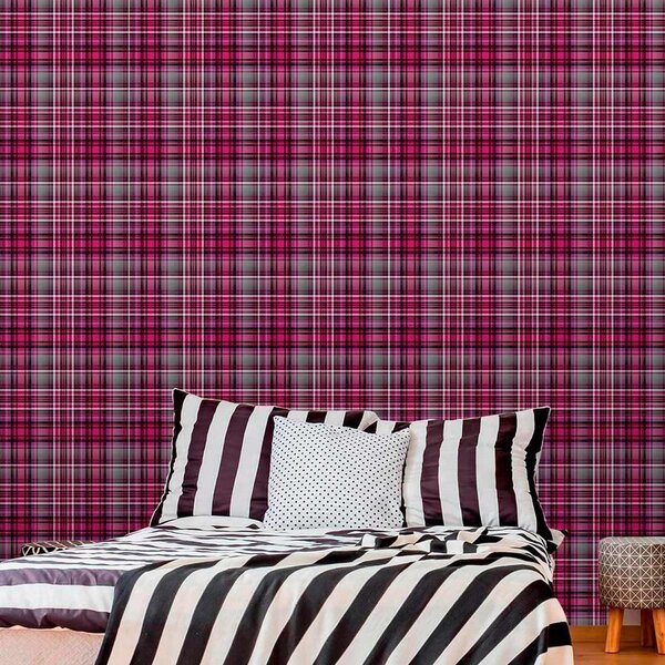 Xadrez Bordo - Papel De Parede - 300
