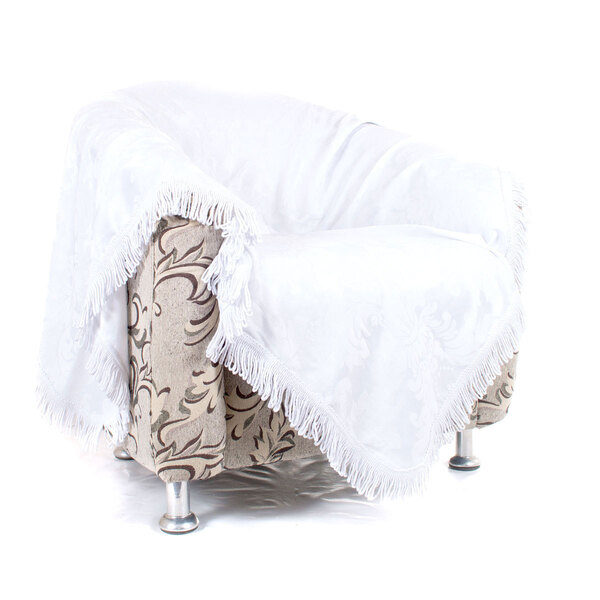 Xale Branco Para Sofá Manta 2,30m X 1,50m Jacquard Retangular