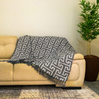 Xale Manta Decorativo Para Sofá 2 Lugares Estampa Creta Preto