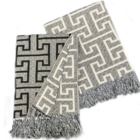 Xale Manta Decorativo Para Sofá 2 Lugares Estampa Creta Preto