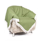 Xale Manta Para Sofá Verde Lisa 1,50m X 1,50m Com Franja