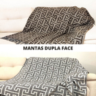 Xale Manta Sofá Jacquard 2,10m X 1,40m Creta Preta Luxo