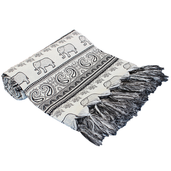 Xale Manta Sofá Jacquard Protege India6 Preto 1,80mx1,40