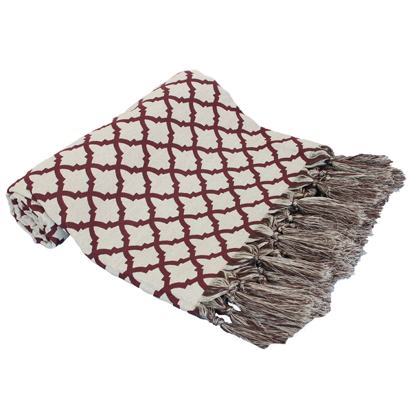 Xale P/ Sofá Premium Luxo Moderna Marrocos7 Vinho 1,80mx1,40