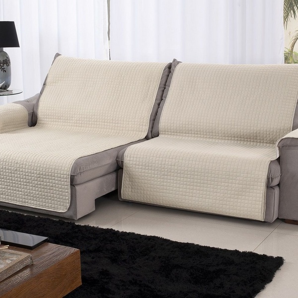 Xále Protetor Sofá Retrátil Reclinável Assento 1,60m Bege E P