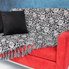 Xale Sofá Premium Luxo Moderna Medalhão Black19s Pr1,80x1,40