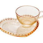 Xícara  Chá Cristal  Âmbar Com Prato Coração Pearl 180ml - Wo