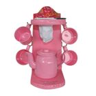 Xicara Café Gourmet Rosa, Suporte, Coador, 4 Canecas, Bule 12