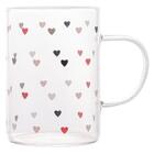 Xícara Caneca De Vidro Corações Love 200 Ml - Lyor