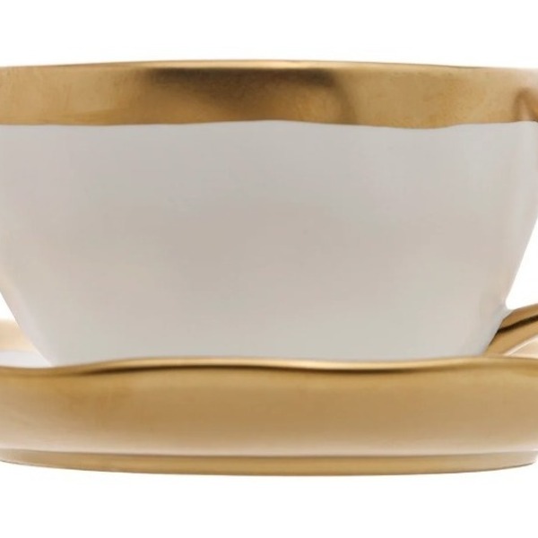 Xícara Chá Porcelana Dubai Branco Dourado Dubai 200ml Wolff