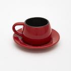 Xícara com pires cerâmica vermelho 150ml MondoCeram