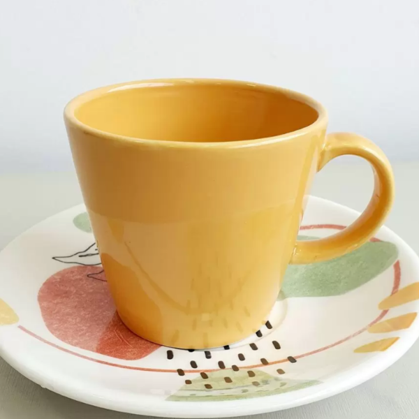 Xicara com Pires em Cerâmica para Café Chá Louça Botanical Co