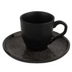 Xícara Com Pires Stoneware Black Sand - Porto Brasil