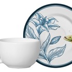 Xícara De Café Branca C/ Pires Blue Garden Alleanza